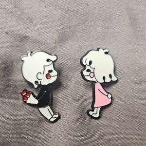 Cute Cartoon Couple Enamel Pins